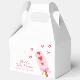 Rosa Heart Bow Ice Creme bereit für Pop Babydusche Geschenkschachtel