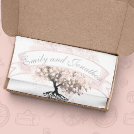 Rosa Heart Leaf Tree Wedding Seidenpapier