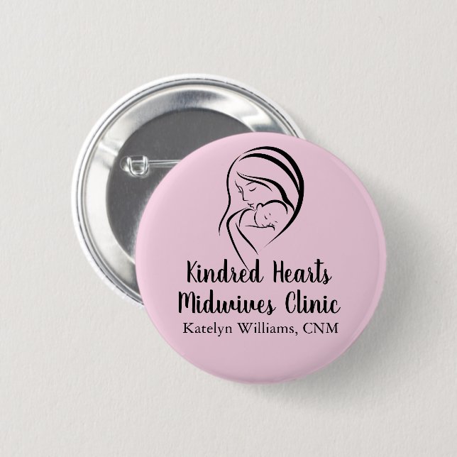 Rosa Hebammendienste Mama & Baby Geburtsklinik Button (Vorne & Hinten)