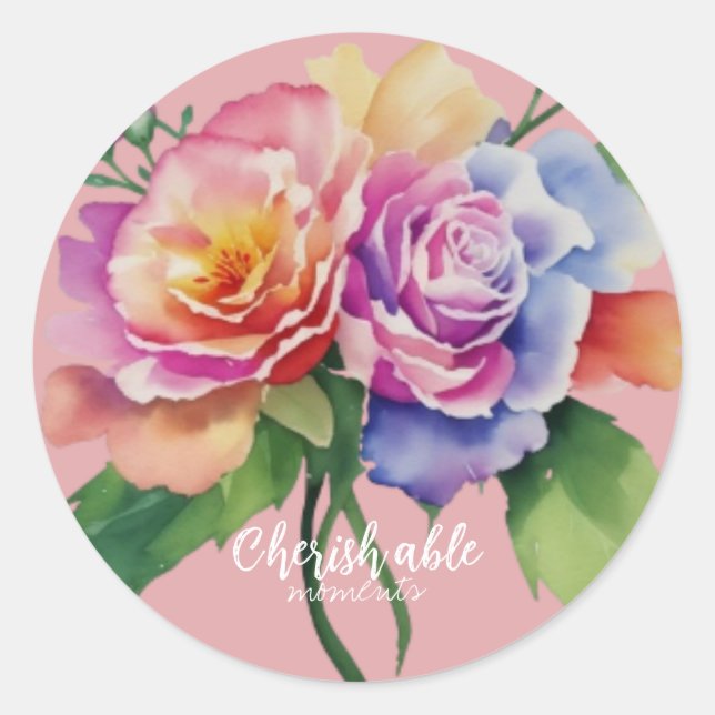 Rosa heilige Momente Runder Aufkleber (Vorderseite)