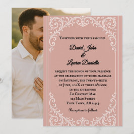 Rosa Heirloom Foto Hochzeit Einladung