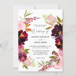 Rosa heiß & rot Rosa und Lila Hochzeitseinladung Einladung