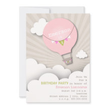 Rosa Heißluft-Ballon-u. des Wolken-Mädchens