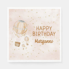 Rosa Heißluftballon 1. Geburtstag Serviette