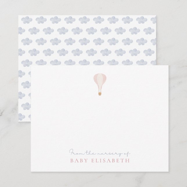 Rosa Heißluftballon , aus dem Kinderzimmer von Einladung (Vorne/Hinten)