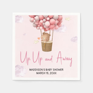 Rosa Heißluftballon Baby Shower Serviette