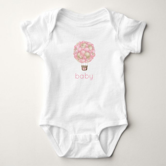 Rosa Heißluftballon Baby Strampler (Vorderseite)