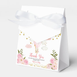 Rosa Heißluftballon Babydusche Gold Glitzer Geschenkschachtel