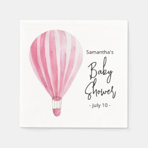 Rosa Heißluftballon Babydusche Serviette