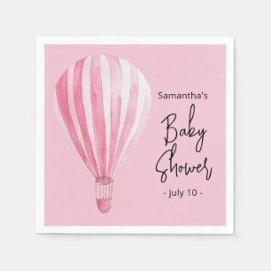 Rosa Heißluftballon Babydusche Serviette