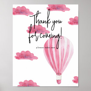 Rosa Heißluftballon - Danke fürs Kommen Poster