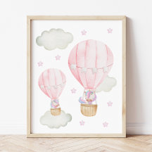 Rosa Heißluftballon, Einhorn, Sterne, Girl-Kinderz