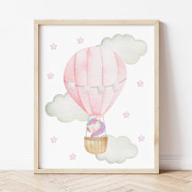 Rosa Heißluftballon, Einhorn, Sterne, Girl-Kinderz