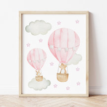 Rosa Heißluftballon, Niedlicher Tiere, Girl-Kinder