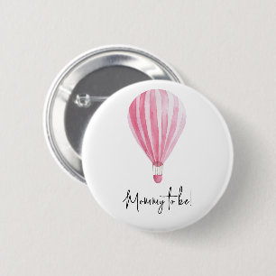 Rosa Heißluftballon werdende Mutter Button