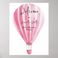 Rosa Heißluftballon Willkommen
