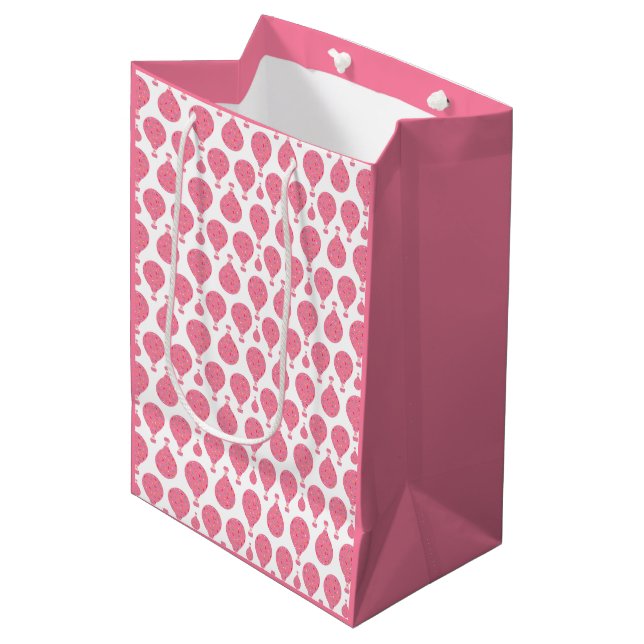 Rosa Heißluftballons Mittlere Geschenktüte (Vorderseite Schrägansicht)