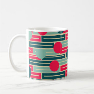 Rosa, hellblau, Aquamarine Rechtecke und Kreise Kaffeetasse