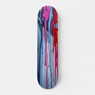 Rosa Hellblau und Rot abstrakt tropfende Kunst Skateboard