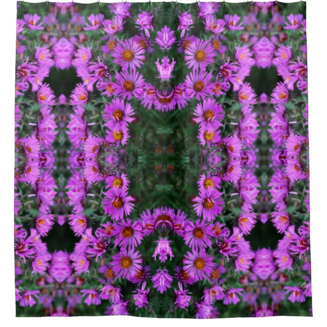 Rosa Herbst-Aster-Blume Abstraktes Kunstmuster Duschvorhang (Vorderseite)