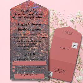 Rosa Herbstlaube im Herbst Hochzeit in einem All In One Einladung
