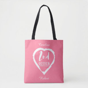 Rosa Herz 2. Cotton Hochzeitstag Tasche