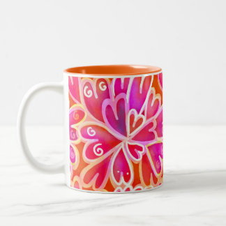 Rosa Herz-Artwork Zweifarbige Tasse