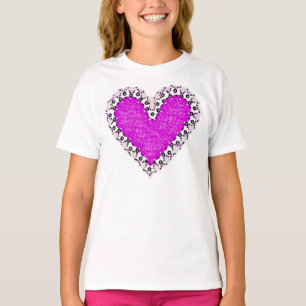 Rosa Herz-Ausschnitt-Mädchen-T - Shirt