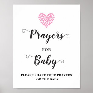 Rosa Herz Baby Mädchen Gebete für Baby Shower Schi Poster