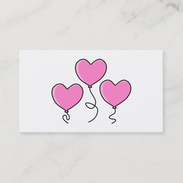 Rosa Herz-Ballon mit schwarzem Entwurf Visitenkarte (Vorderseite)