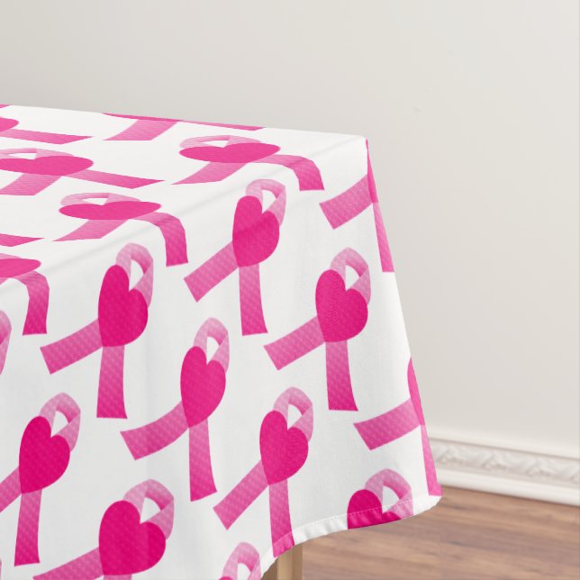 Rosa Herz-Band-Brustkrebs-Bewusstsein Tischdecke (Beispiel)