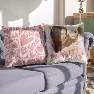 Rosa Herz Beste Mama je Foto Kissen