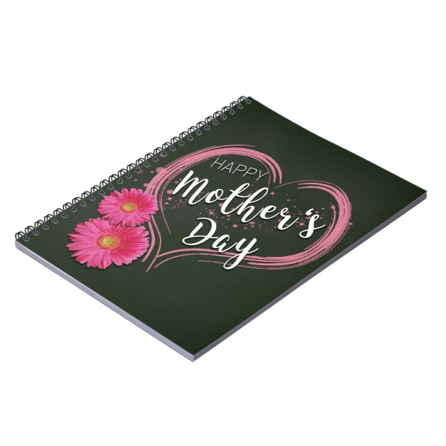 Rosa Herz Blume Muttertag - Notebook Notizblock (Linke Seite)