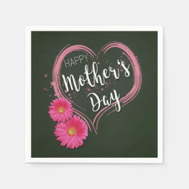 Rosa Herz Blume Muttertag - Papier Napkin Serviette