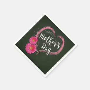 Rosa Herz Blume Muttertag - Papier Napkin Serviette