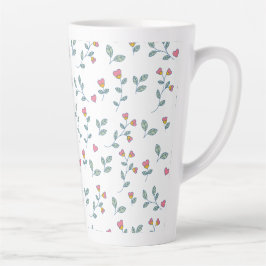 Rosa Herz Blumen-Ditsy-Weiß-Muster Milchtasse