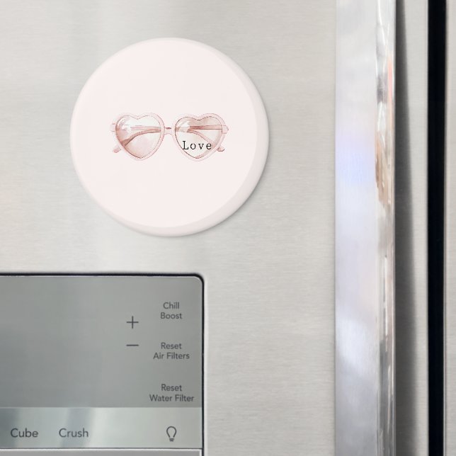 Rosa Herz Brille Liebe Magnet (In Situ (Kühlschrank))