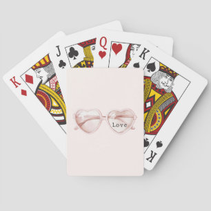 Rosa Herz Brille Liebe Spielkarten