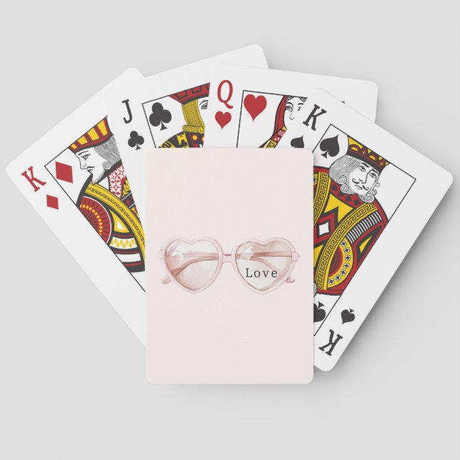Rosa Herz Brille Liebe Spielkarten (Rückseite)
