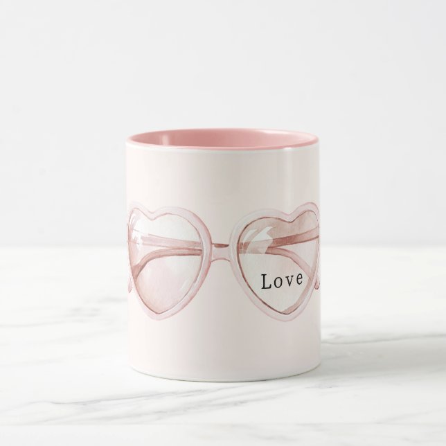 Rosa Herz Brille Liebe Tasse (Zentrum)