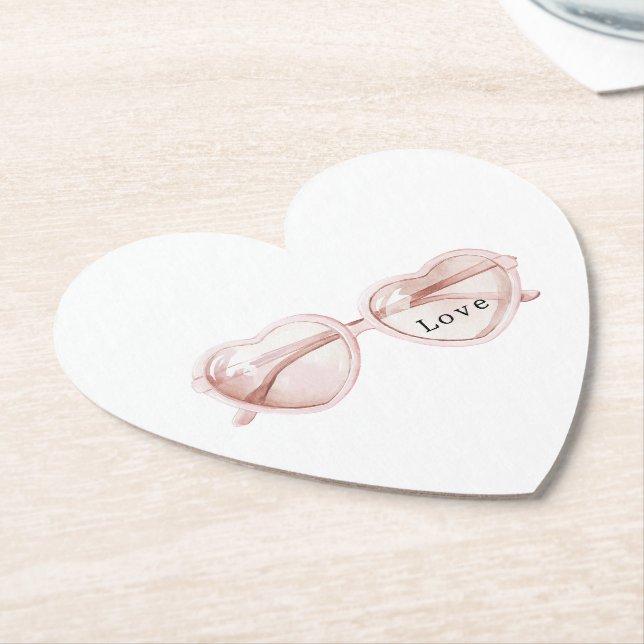 Rosa Herz Brille Liebe Untersetzer (angewinkelt)