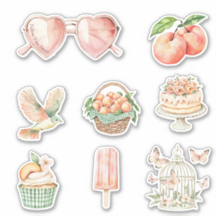 Rosa Herz Brille Zitat Vogel Cupcake Schmetterling Aufkleber