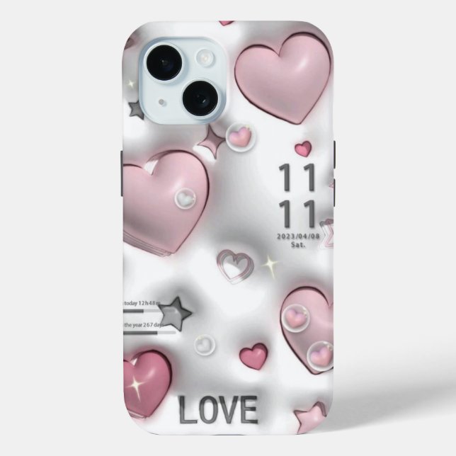 Rosa Herz  Case-Mate iPhone Hülle (Rückseite)