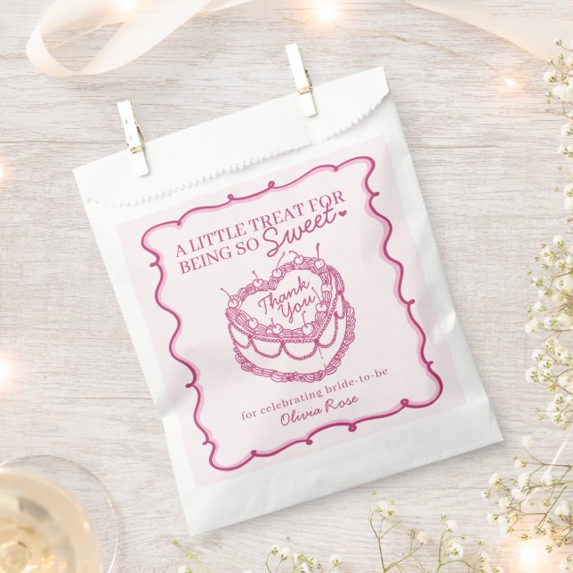 Rosa Herz Coquette Cherry Cake Brautparty Geschenktütchen (Ausgeschnitten)
