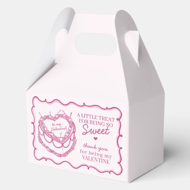 Rosa Herz Coquette Cherry Cake Valentine Party Geschenkschachtel (Vorderseite)