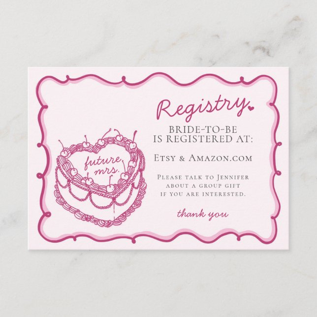 Rosa Herz Coquette Cherry Kuchen Registrierung ein Begleitkarte (Vorderseite)