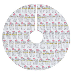 Rosa Herz Cupcake Braut-Babyshower-Feier Polyester Weihnachtsbaumdecke