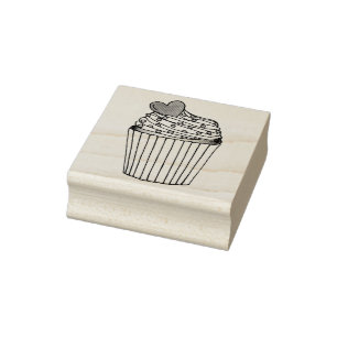 Rosa Herz Cupcake Sprinkles Liebe Hochzeits-Briefm Gummistempel