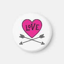 Rosa Herz Cupids Bögen LOVE Magnet