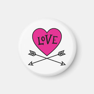 Rosa Herz Cupids Bögen LOVE Magnet